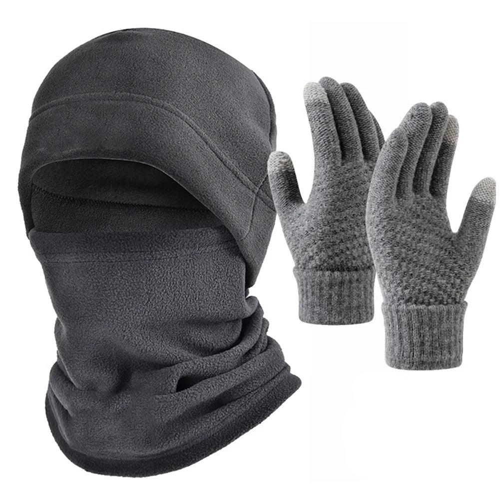 Winter Polar Coral Beanie Hat with Scarf & Gloves Set