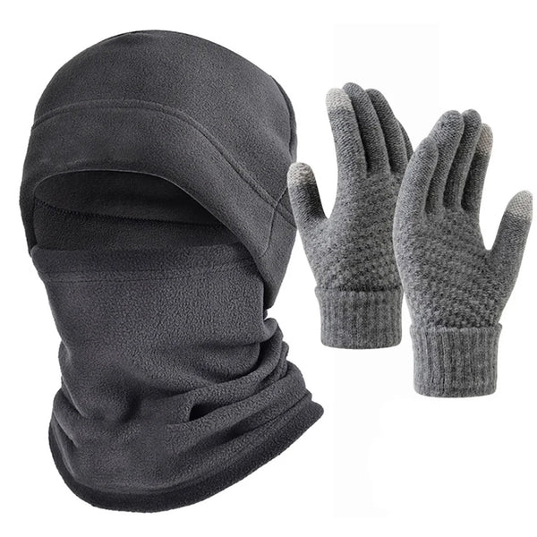 Winter Polar Coral Beanie Hat with Scarf & Gloves Set