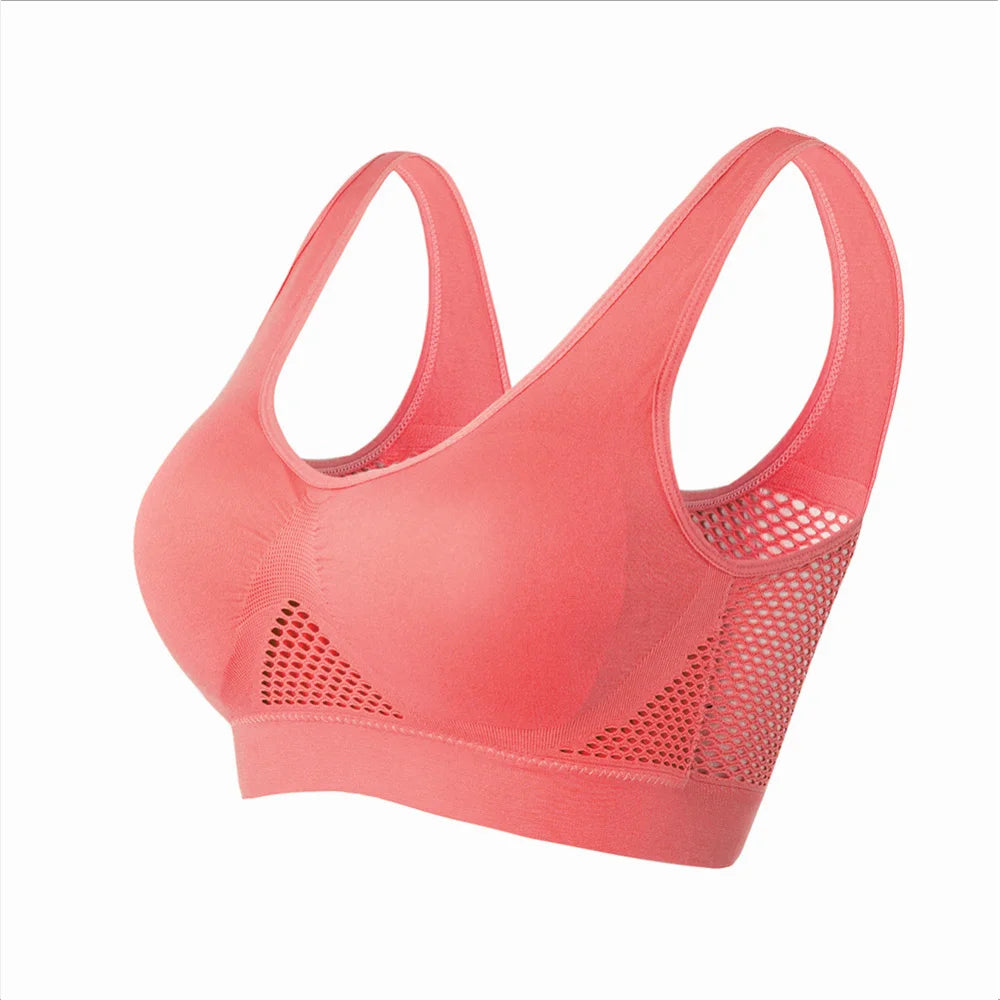 Seamless Mesh Sports Bra – Plus Size, Wireless Support